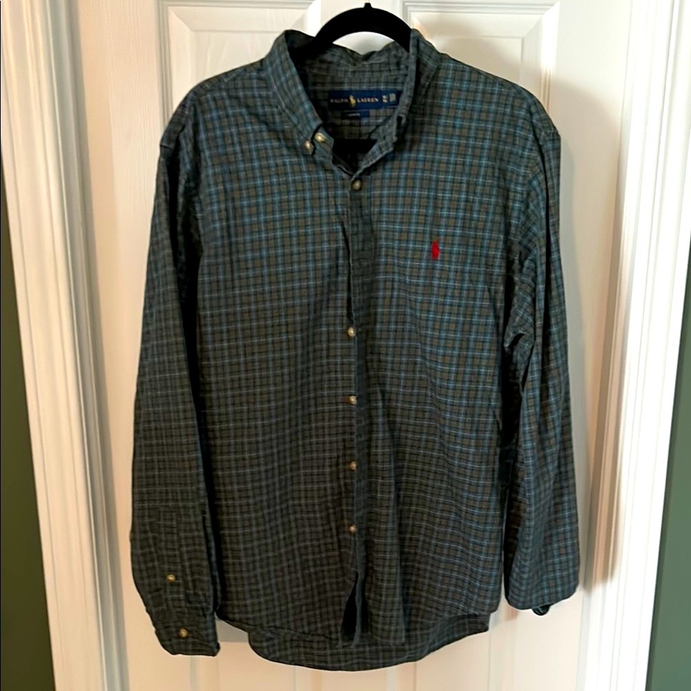 Polo by Ralph Lauren Green and Red Casual Button Down Shirt